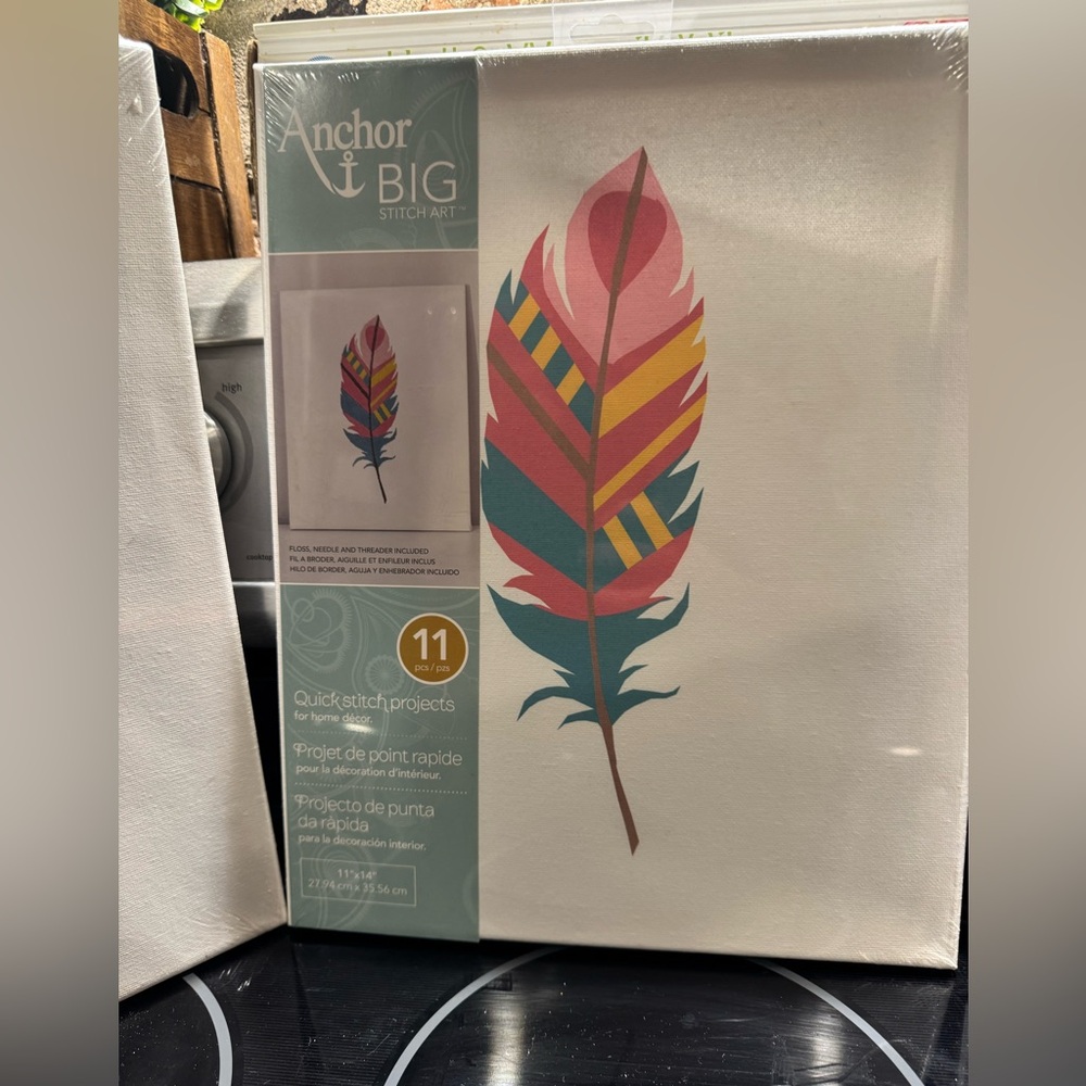 Colorful Feather Canvas Art Set • Includes All 3 - Picture 3 of 8